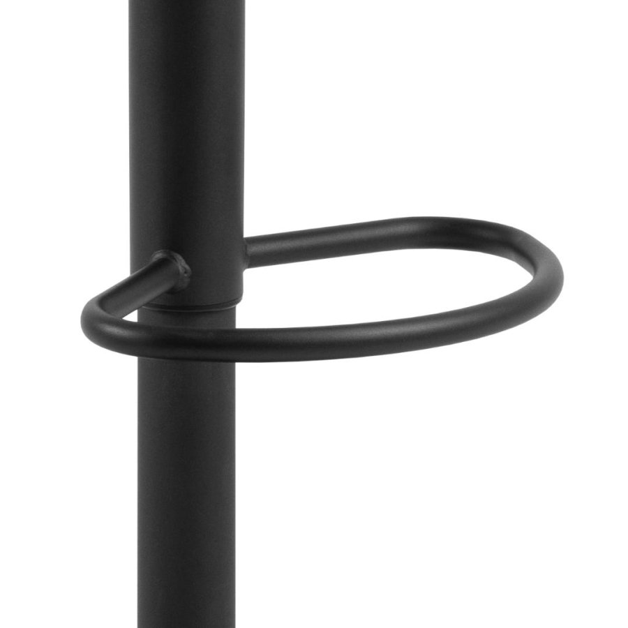 ACT NORDIC Grace Barhocker, mit Rückenlehne, Armlehnen, Fußstütze, Drehfunktion – dunkelgrauer Stoff und schwarzer Stahl