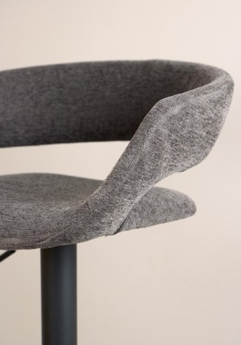 ACT NORDIC Grace Barhocker, mit Rückenlehne, Armlehnen, Fußstütze, Drehfunktion – dunkelgrauer Stoff und schwarzer Stahl
