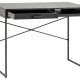 ACT NORDIC Seaford skrivebord, m. 1 hylde og 1 skuffe - sort ask ru melamin og sort stl (110x45)