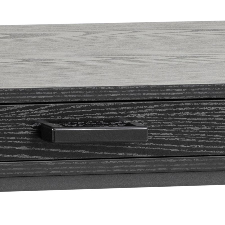 ACT NORDIC Seaford skrivebord, m. 1 hylde og 1 skuffe - sort ask ru melamin og sort stl (110x45)