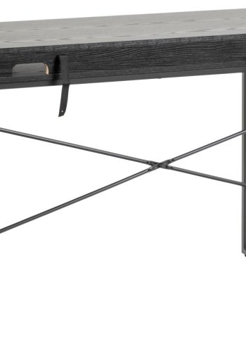 ACT NORDIC Seaford skrivebord, m. 1 hylde og 1 skuffe - sort ask ru melamin og sort stl (110x45)