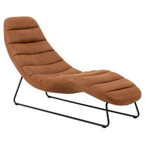 ACT NORDIC Chaplin sjeselong, med horisontale smmer - konjakkblanding i stoff og svart stl (63x156)