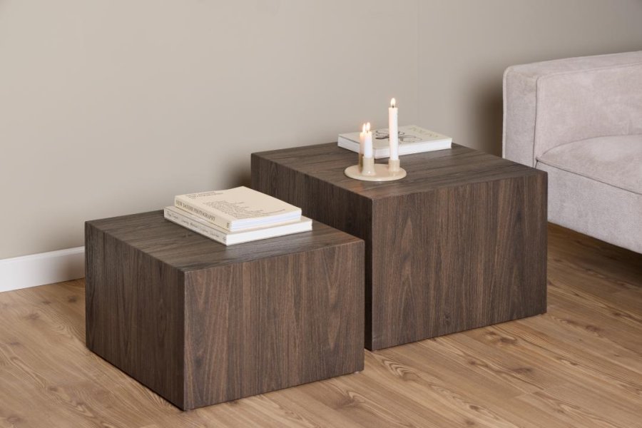 ACT NORDIC Dice sofabord, kvadratisk - ask rgfarvet ru papir (st af 2)