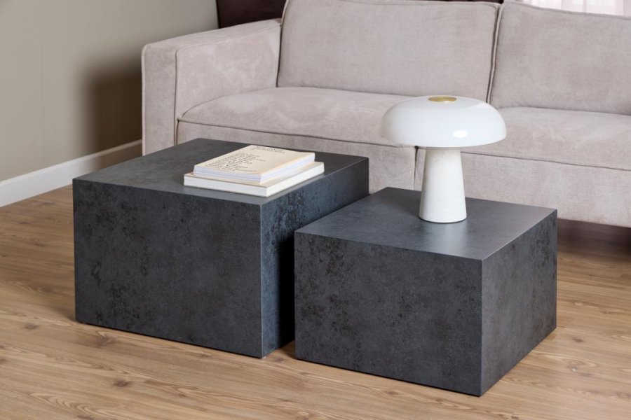 ACT NORDIC Dice salongbord, firkantet - svart Ocean grovt papir (sett med 2)