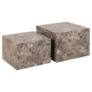 ACT NORDIC Dice soffbord, fyrkantigt - ljusbrunt Emperador grovt papper (set om 2)