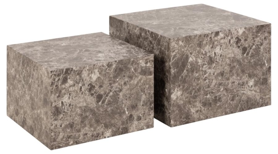 ACT NORDIC Dice salongbord, firkantet - lysebrunt Emperador grovt papir (sett med 2)