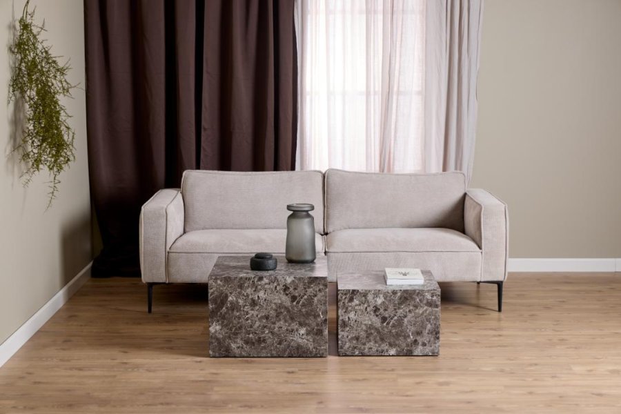 ACT NORDIC Dice salongbord, firkantet - lysebrunt Emperador grovt papir (sett med 2)