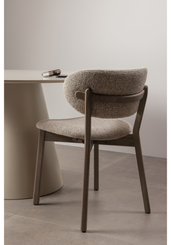 WOOOD Udar spisebordsstol - brun polyester stof og mrkebrun tr