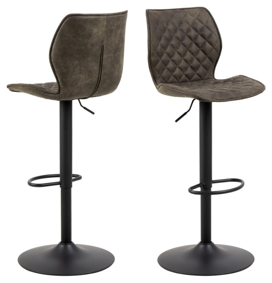 ACT NORDIC Naomi Barhocker, mit Rückenlehne, Fußstütze und Drehfunktion – anthrazitgrauer Stoff und schwarzer Stahl