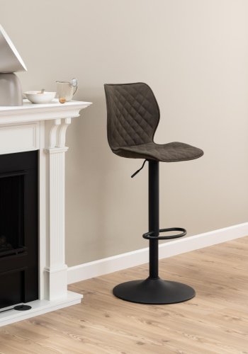 ACT NORDIC Naomi Barhocker, mit Rückenlehne, Fußstütze und Drehfunktion – anthrazitgrauer Stoff und schwarzer Stahl