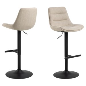 ACT NORDIC Adisa barstol, med ryggstöd, fotstöd, snurrfunktion, gaspatron - beige tyg och svart stl