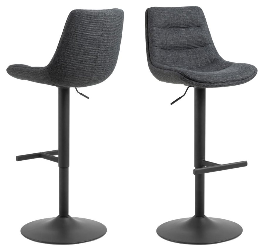 ACT NORDIC Adisa barstol, m. rygln, fodsttte, drejefunktion, gaspatron - mrkegr stof/sort stl