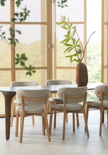 WOOOD Udar spisebordsstol - natur polyester stof og natur tr�