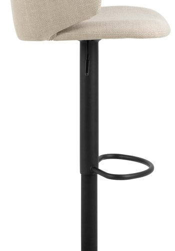 ACT NORDIC Ella Barhocker, mit Rückenlehne, Armlehnen, Fußstütze und Drehfunktion – beiger Stoff und schwarzer Stahl