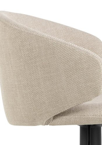 ACT NORDIC Ella Barhocker, mit Rückenlehne, Armlehnen, Fußstütze und Drehfunktion – beiger Stoff und schwarzer Stahl