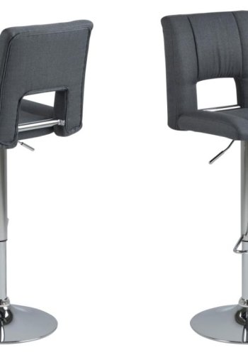 ACT NORDIC Sylvia Barhocker, mit Rückenlehne, Fußstütze, Drehfunktion, Gaskartusche – dunkelgrauer Stoff/Chromstahl