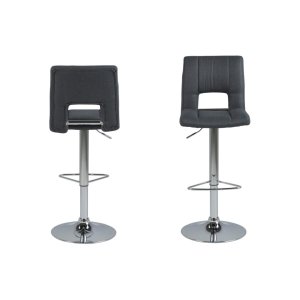 ACT NORDIC Sylvia barstol, med ryggstöd, fotstöd, snurrfunktion, gaspatron - mörkgrtt tyg/kromstl