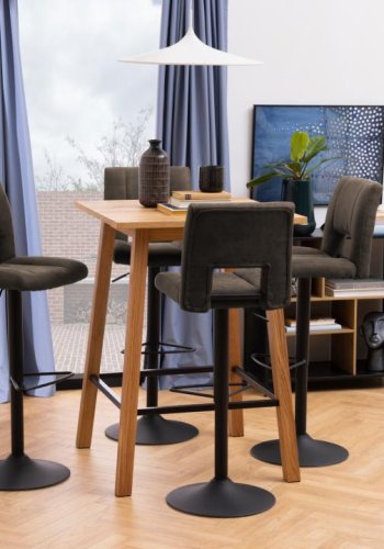 ACT NORDIC Sylvia Barhocker, mit Rückenlehne, Fußstütze, Drehfunktion, Gaskartusche - Stoff anthrazit/Stahl schwarz