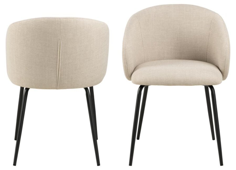 ACT NORDIC Eleanor matstol, med armstöd - beige tyg och svart stl