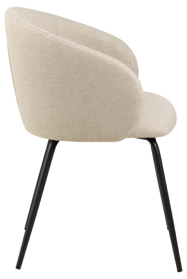 ACT NORDIC Eleanor matstol, med armstöd - beige tyg och svart stl