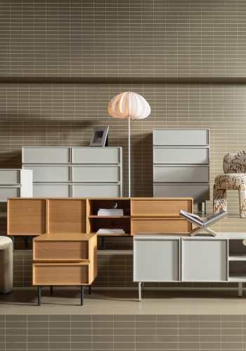 WOOOD Upke l�nestol - natur og brun polyester stof