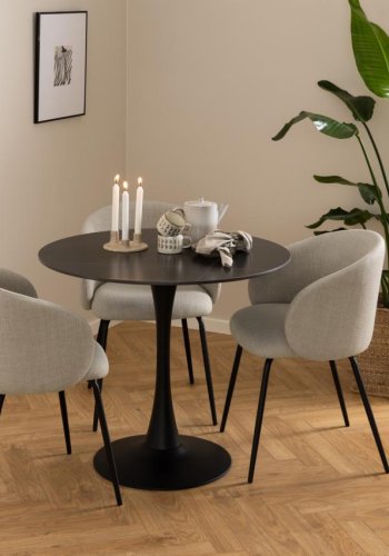 ACT NORDIC Eleanor matstol, med armstöd - beige tyg och svart stl