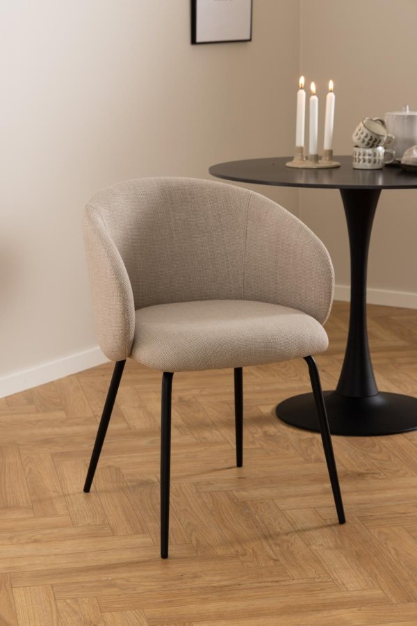ACT NORDIC Eleanor matstol, med armstöd - beige tyg och svart stl
