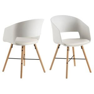 ACT NORDIC I_Luna spisebordsstol, m. armln, hvid PU, mat hvid polypropylen og mat bg