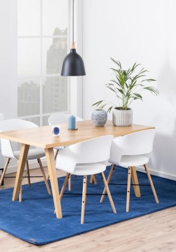 ACT NORDIC I_Luna Esszimmerstuhl, mit Armlehnen, weißes PU, mattweißes Polypropylen und matte Buche