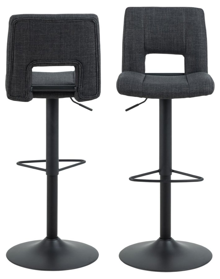 ACT NORDIC Sylvia Barhocker, mit Rückenlehne, Fußstütze, Drehfunktion, Gaskartusche – dunkelgrauer Stoff/schwarzer Stahl