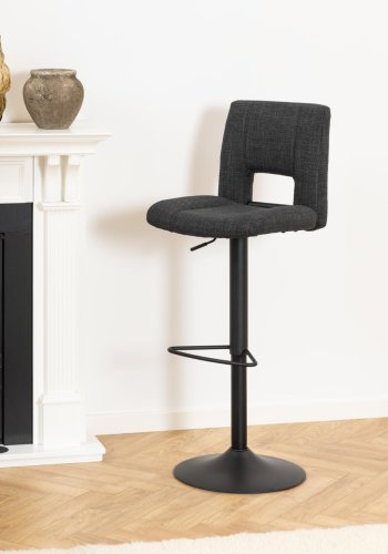 ACT NORDIC Sylvia Barhocker, mit Rückenlehne, Fußstütze, Drehfunktion, Gaskartusche – dunkelgrauer Stoff/schwarzer Stahl