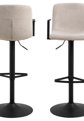 ACT NORDIC Pablo Barhocker, m. Rückenlehne, Fußstütze, Drehfunktion, Gaskartusche - Stoff beige/Stahl schwarz