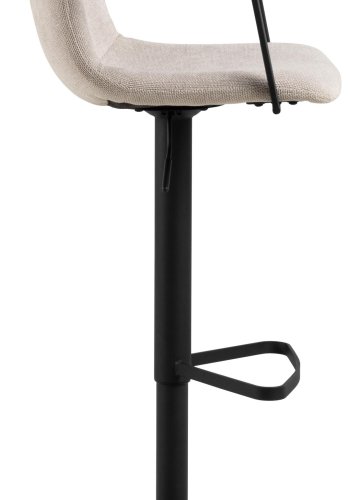 ACT NORDIC Pablo Barhocker, m. Rückenlehne, Fußstütze, Drehfunktion, Gaskartusche - Stoff beige/Stahl schwarz