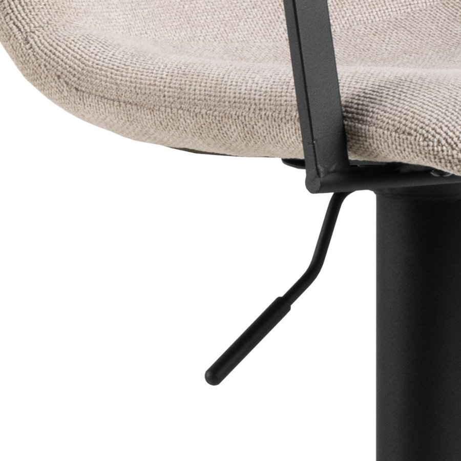 ACT NORDIC Pablo Barhocker, m. Rückenlehne, Fußstütze, Drehfunktion, Gaskartusche - Stoff beige/Stahl schwarz