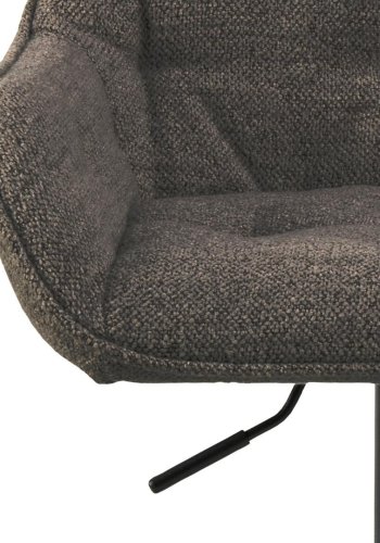 ACT NORDIC Brooke Barhocker, mit Rückenlehne, Armlehnen, Fußstütze, Drehfunktion – taupefarbener Stoff und schwarzer Stahl