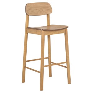 ACT NORDIC Barlow barstol, med ryggstöd, fotstöd - ek akryllack ekfaner och ek akryllack gummiträ