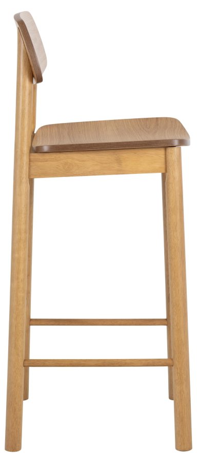 ACT NORDIC Barlow Barhocker, mit Rückenlehne, Fußstütze - Eiche Acryllack Eichenfurnier und Eiche Acryllack Kautschukholz
