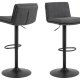 ACT NORDIC Flynn Barhocker, mit Rückenlehne, Drehfunktion, Gasdruckfeder, Fußstütze – dunkelgrauer Stoff, schwarzer Stahl