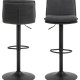 ACT NORDIC Flynn Barhocker, mit Rückenlehne, Drehfunktion, Gasdruckfeder, Fußstütze – dunkelgrauer Stoff, schwarzer Stahl