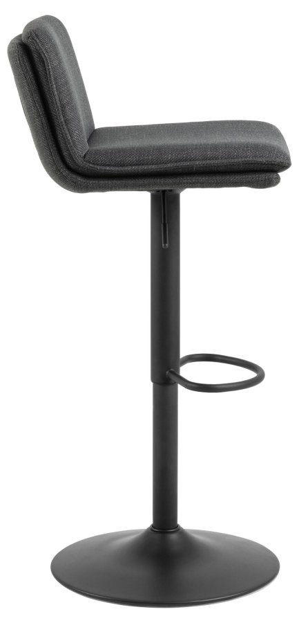 ACT NORDIC Flynn Barhocker, mit Rückenlehne, Drehfunktion, Gasdruckfeder, Fußstütze – dunkelgrauer Stoff, schwarzer Stahl