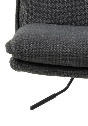 ACT NORDIC Flynn Barhocker, mit Rückenlehne, Drehfunktion, Gasdruckfeder, Fußstütze – dunkelgrauer Stoff, schwarzer Stahl