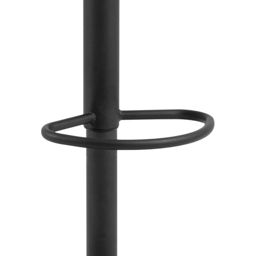 ACT NORDIC Flynn Barhocker, mit Rückenlehne, Drehfunktion, Gasdruckfeder, Fußstütze – dunkelgrauer Stoff, schwarzer Stahl