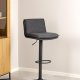 ACT NORDIC Flynn Barhocker, mit Rückenlehne, Drehfunktion, Gasdruckfeder, Fußstütze – dunkelgrauer Stoff, schwarzer Stahl