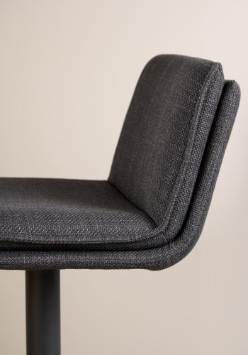 ACT NORDIC Flynn Barhocker, mit Rückenlehne, Drehfunktion, Gasdruckfeder, Fußstütze – dunkelgrauer Stoff, schwarzer Stahl