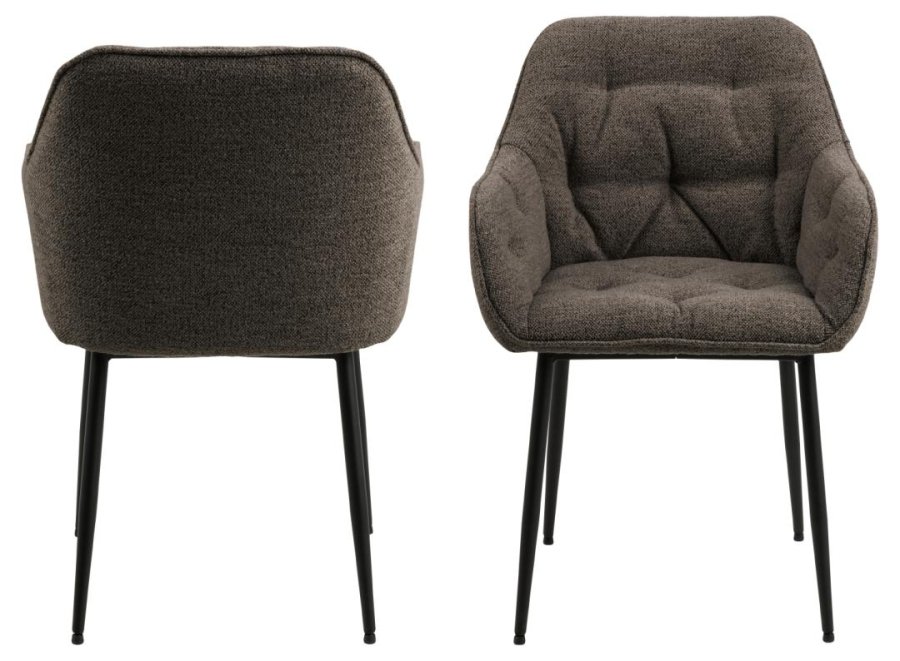 ACT NORDIC Brooke spisestuestol, med armlener - taupe stoff og svart stl