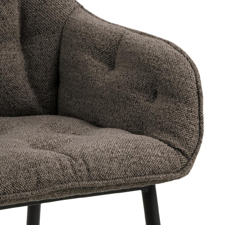 ACT NORDIC Brooke spisestuestol, med armlener - taupe stoff og svart stl