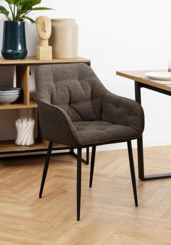 ACT NORDIC Brooke spisestuestol, med armlener - taupe stoff og svart stl