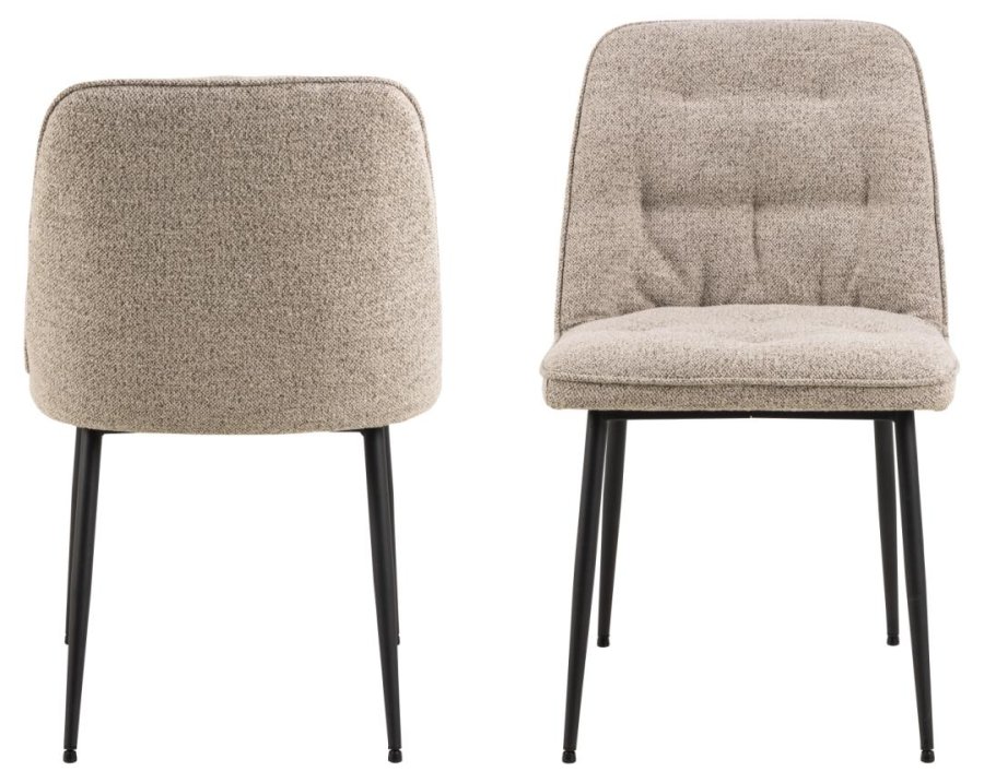 ACT NORDIC Brooke Esszimmerstuhl - beiger Stoff und schwarzer Stahl