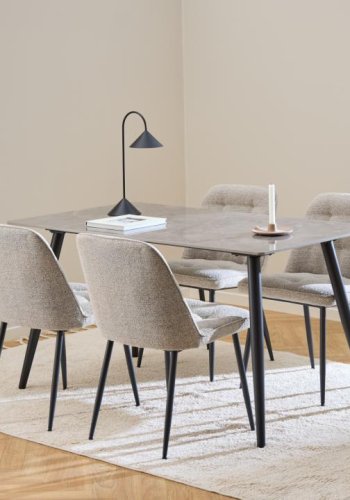 ACT NORDIC Brooke Esszimmerstuhl - beiger Stoff und schwarzer Stahl