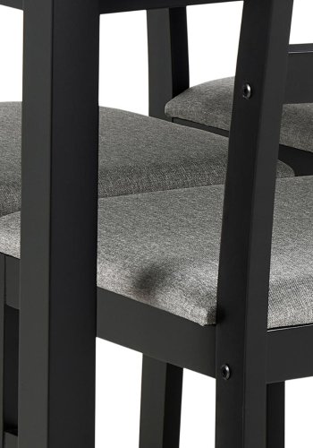 ACT NORDIC Alicante spisebordsett, 1 spisebord, 4 spisestoler - lysegrtt stoff, svart MDF/gummitre